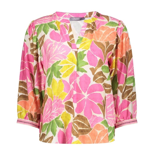 Blouses korte mouw beige Geisha