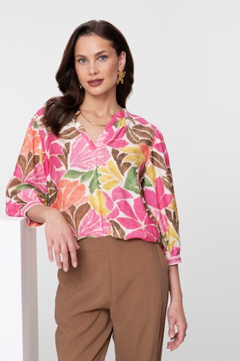 Blouses korte mouw beige Geisha