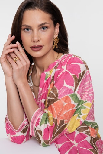 Blouses korte mouw beige Geisha