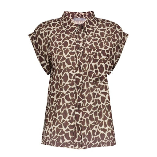 Blouses korte mouw bruin Geisha