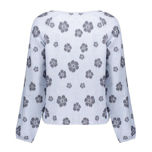 Blouses lange mouw blauw Geisha