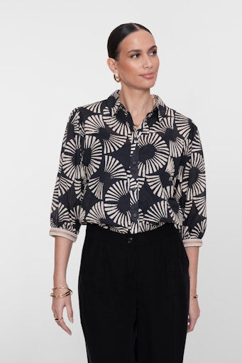 Blouses korte mouw zwart Geisha