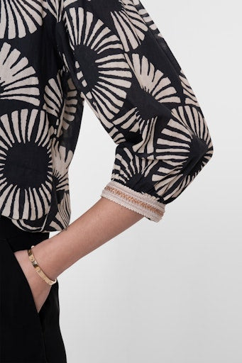 Blouses korte mouw zwart Geisha