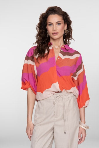 Blouses korte mouw beige Geisha