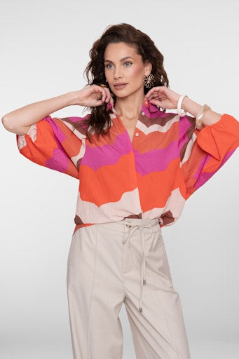 Blouses korte mouw beige Geisha