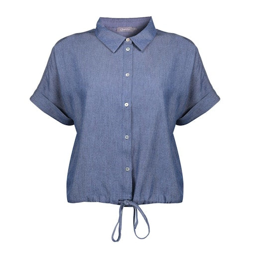 Blouses korte mouw blauw Geisha