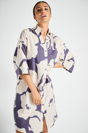 Jurken lange mouw blauw Marie Méro