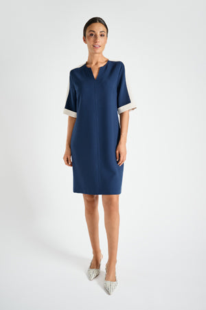 Jurken lange mouw blauw Marie Méro