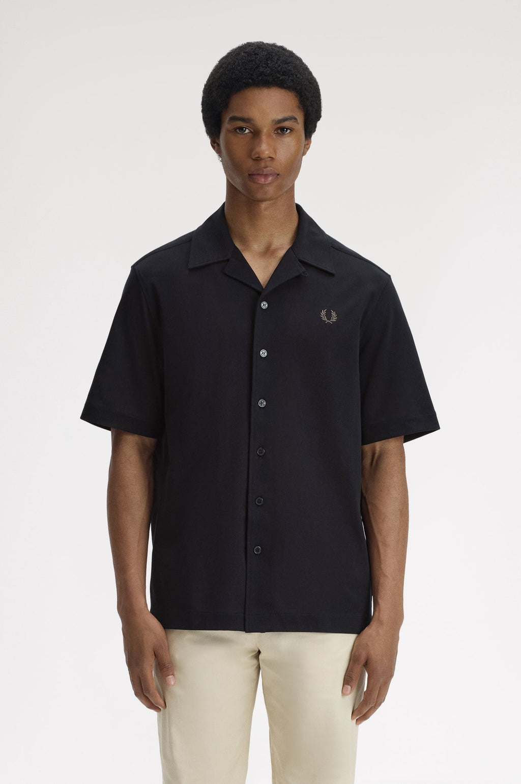 Hemden korte mouw zwart Fred Perry