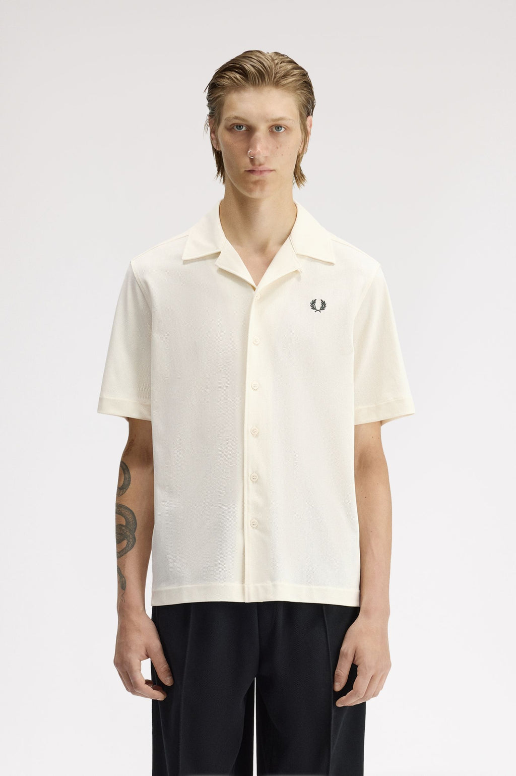 Hemden korte mouw beige Fred Perry