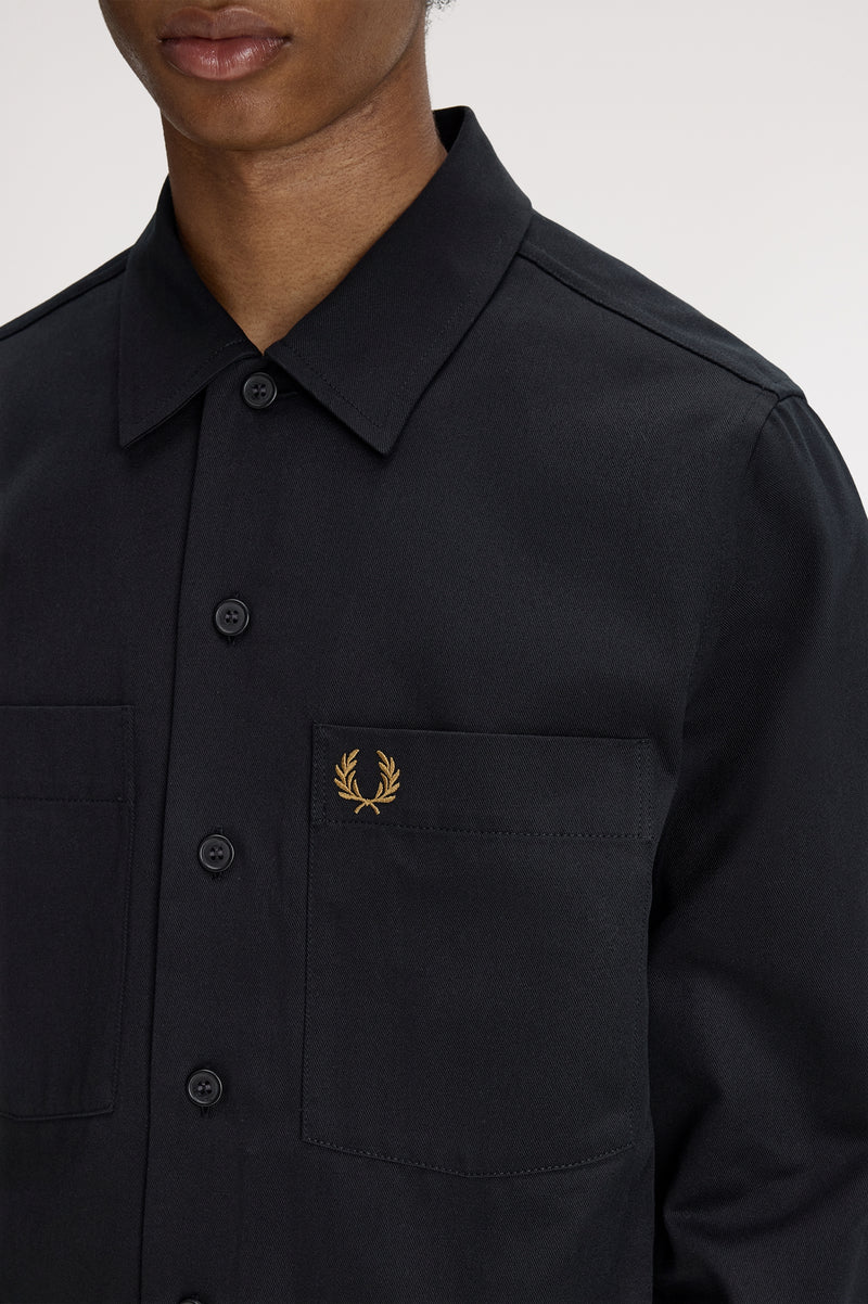 Hemden lange mouw zwart Fred Perry