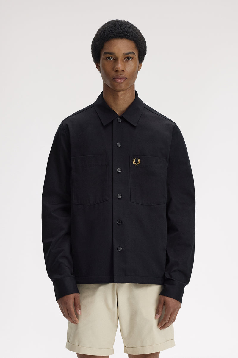 Hemden lange mouw zwart Fred Perry