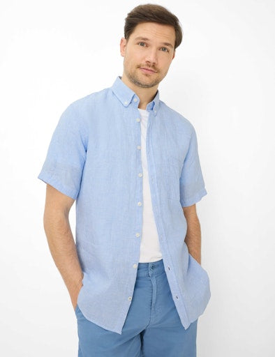 Hemden korte mouw blauw BRAX
