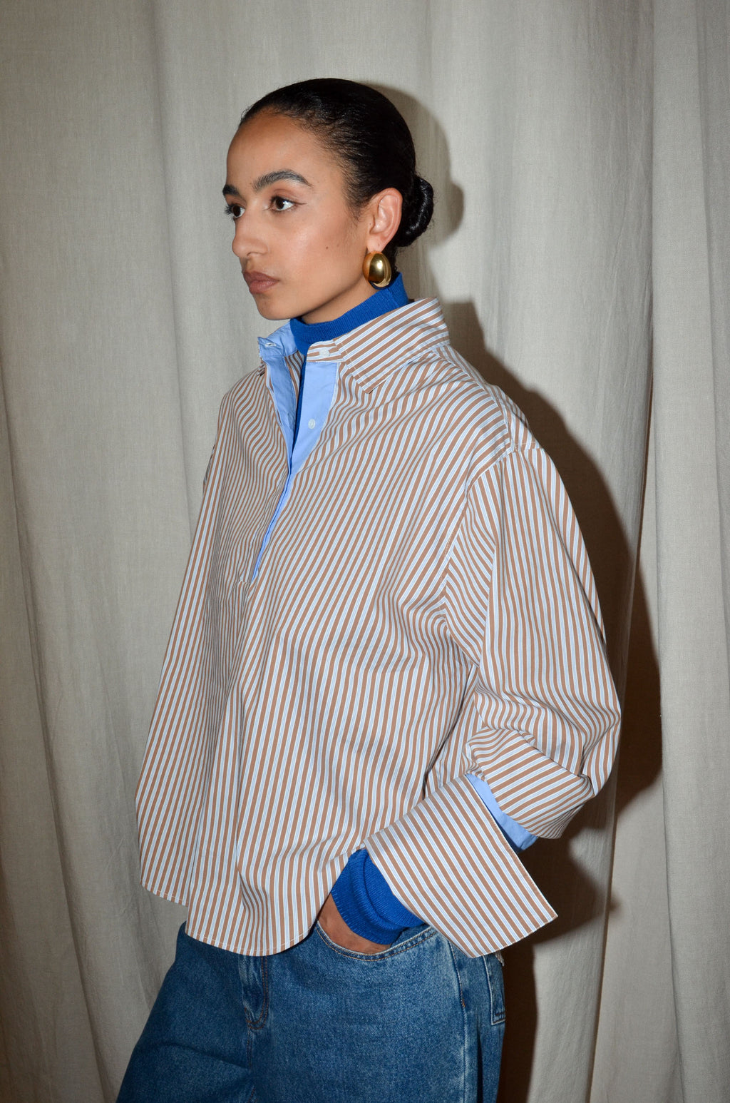 Blouses lange mouw bruin Collectors Club