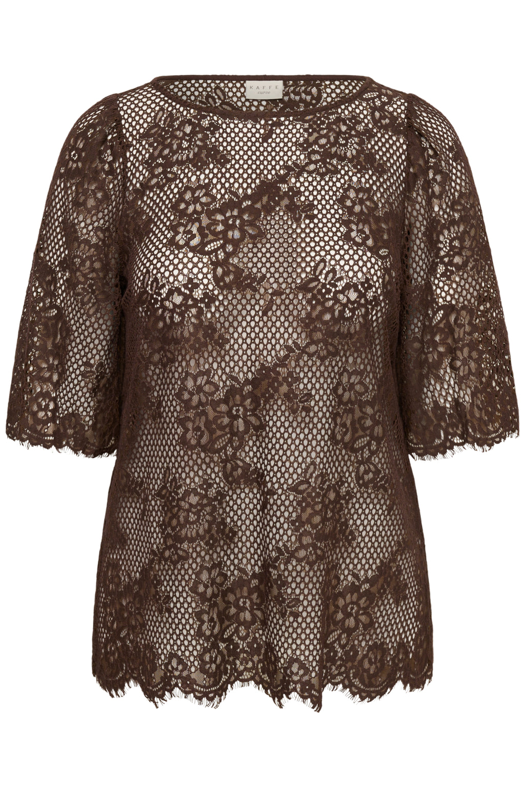 Blouses korte mouw bruin Kaffe curve