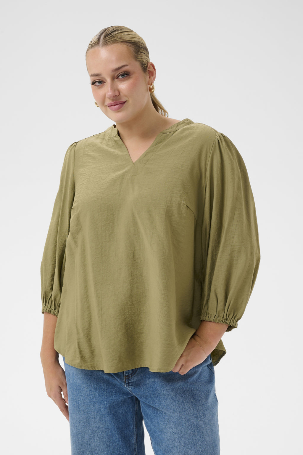 Blouses lange mouw groen Kaffe curve