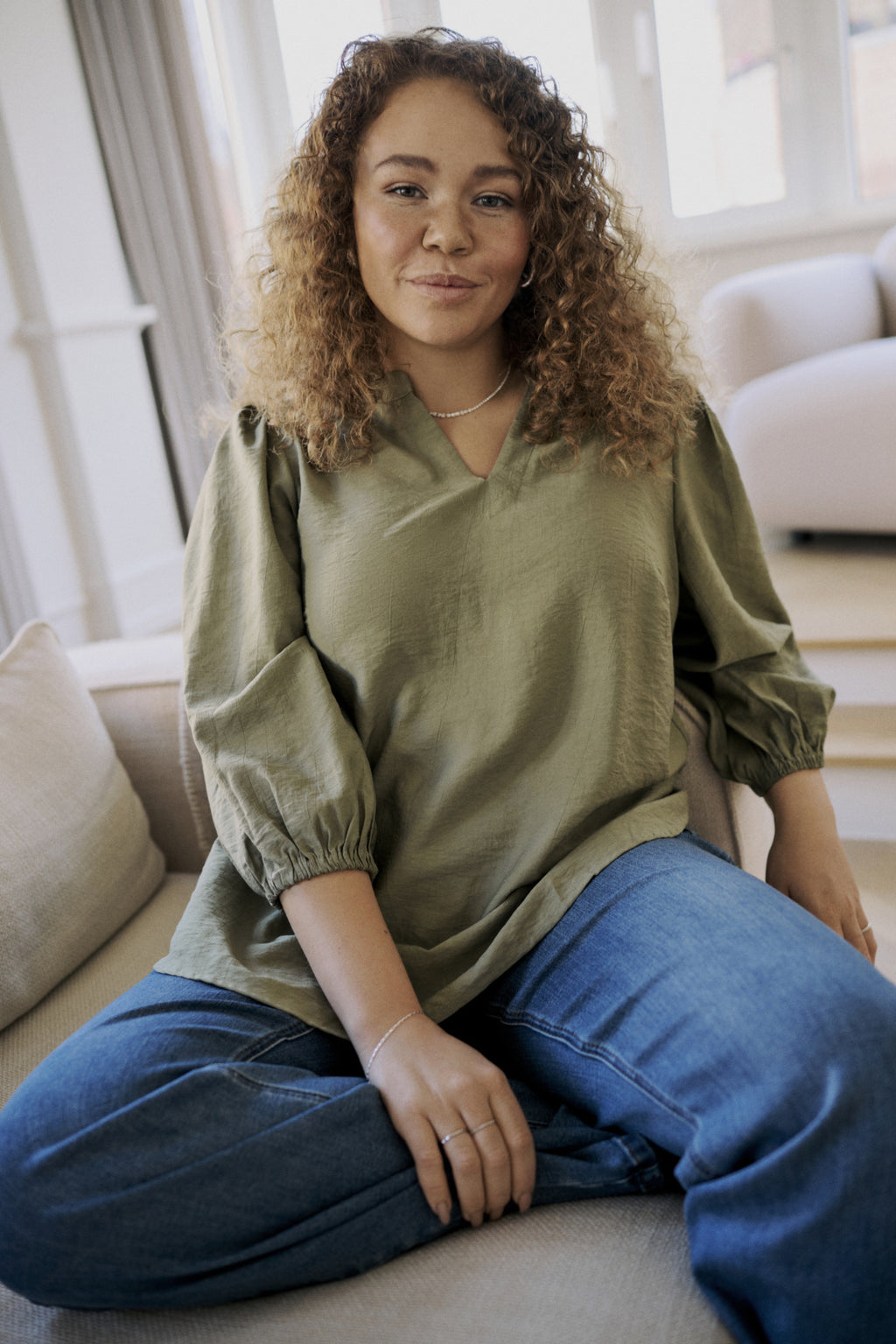 Blouses lange mouw groen Kaffe curve