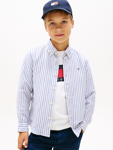 Hemden lange mouw blauw Tommy Hilfiger