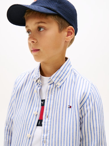 Hemden lange mouw blauw Tommy Hilfiger