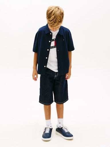 Hemden korte mouw navy Tommy Hilfiger