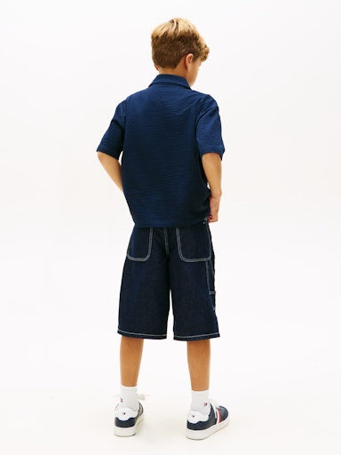Hemden korte mouw navy Tommy Hilfiger