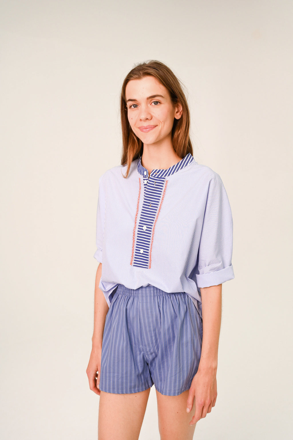 Blouses korte mouw blauw Sacrécoeur