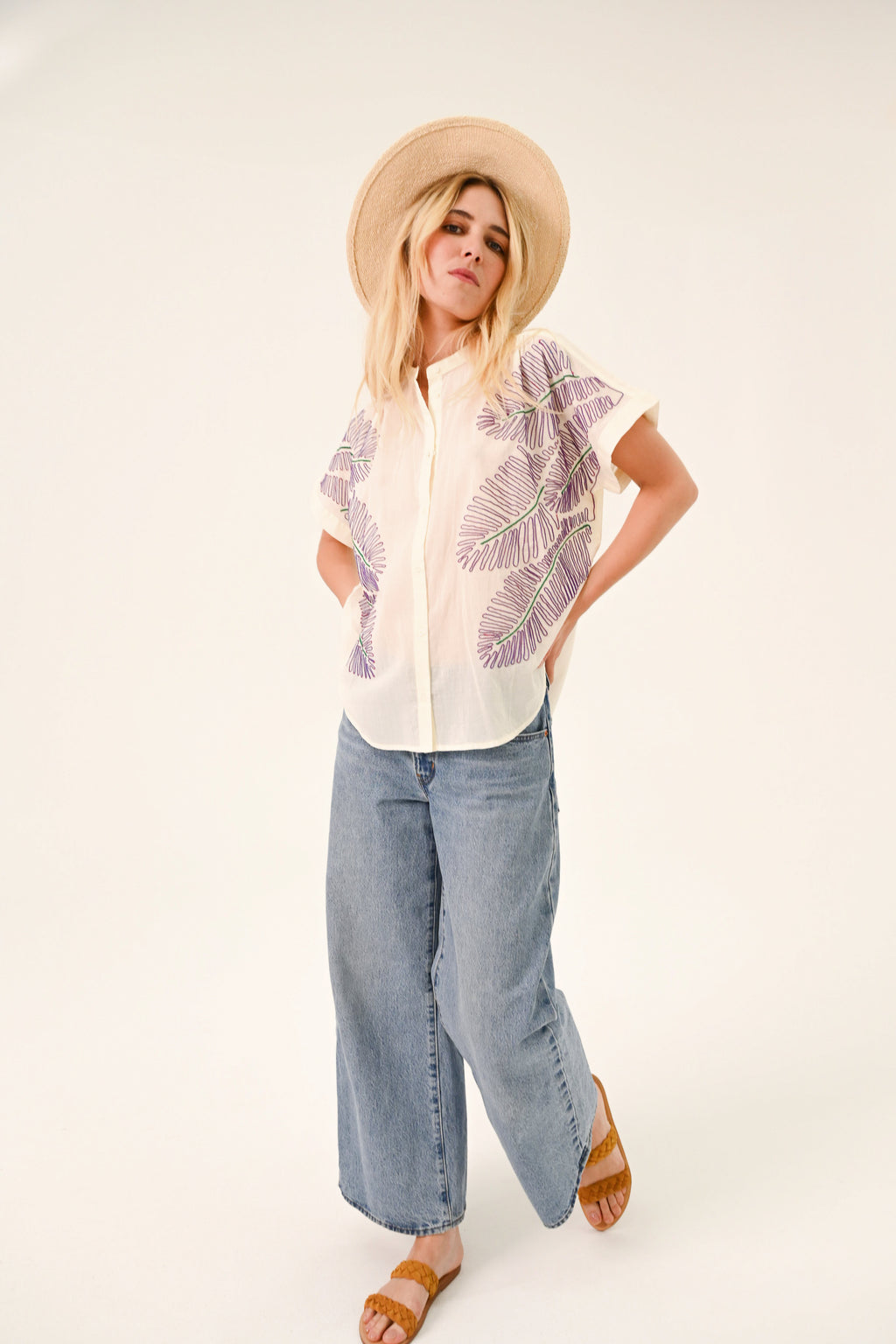 Blouses korte mouw beige Sacrécoeur