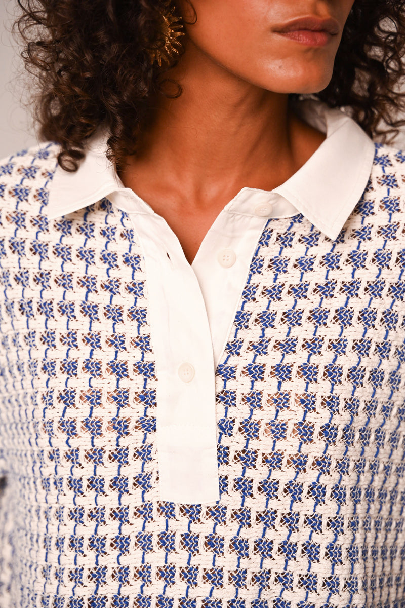 Blouses korte mouw blauw Sacrécoeur