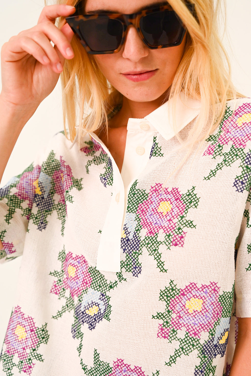 Blouses korte mouw beige Sacrécoeur