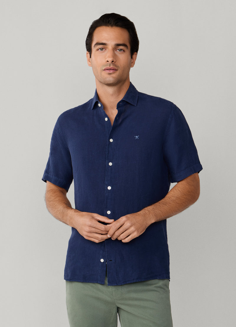 Hemden korte mouw navy Hackett London