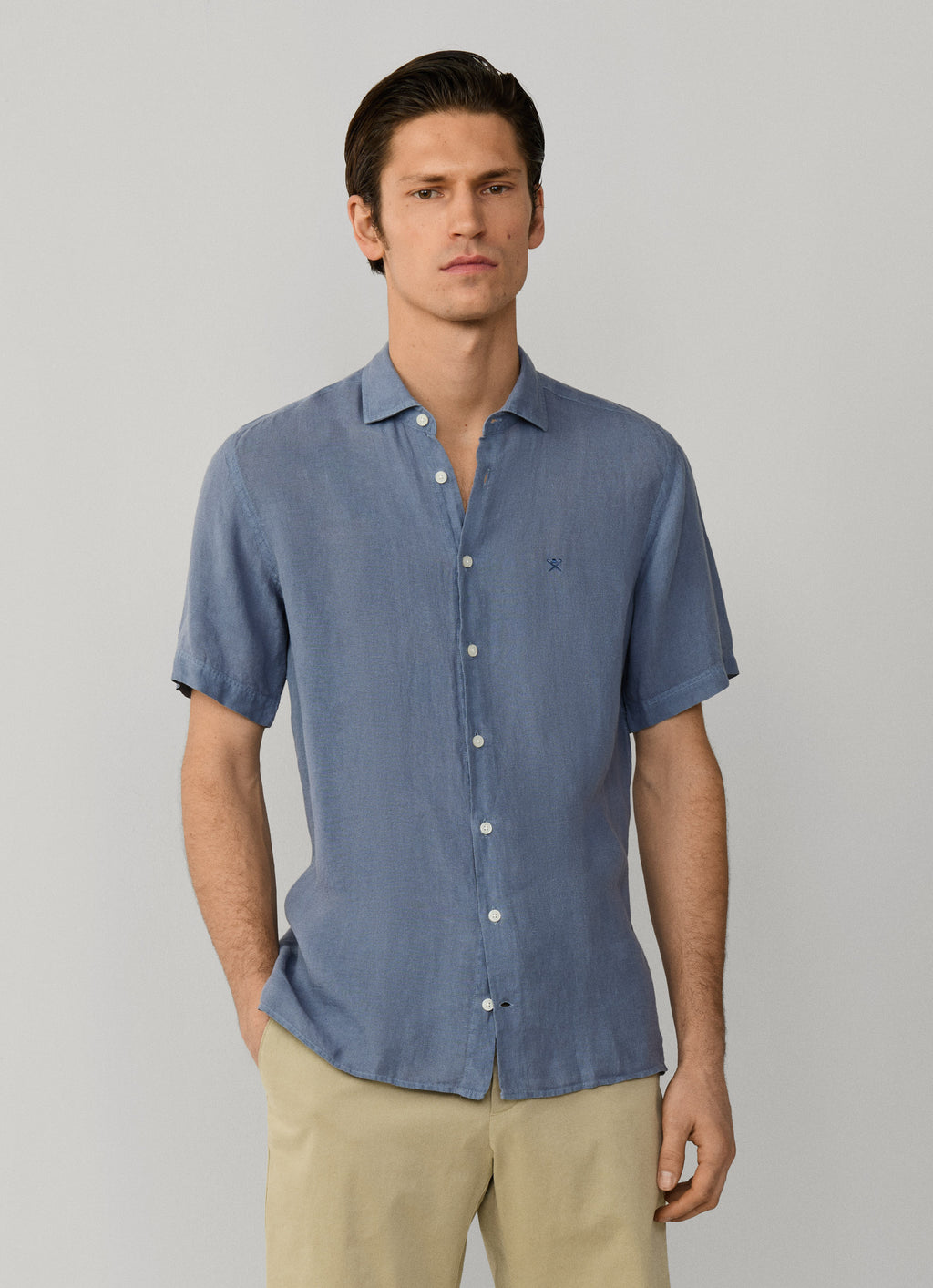 Hemden korte mouw blauw Hackett London