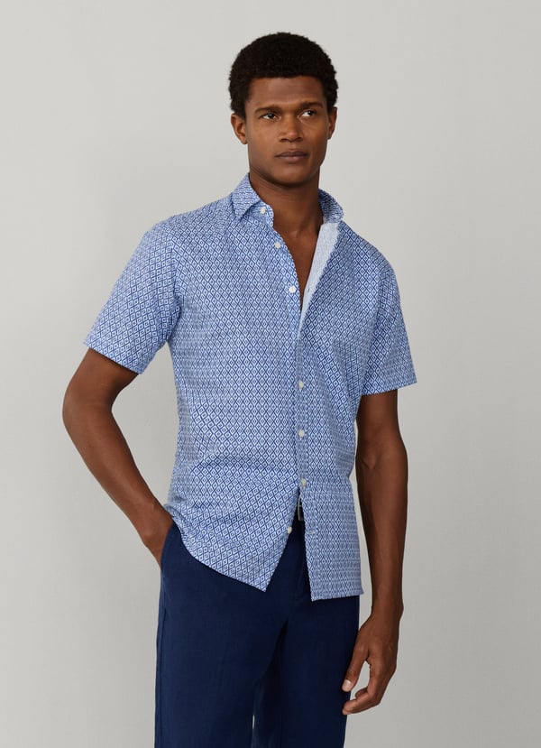 Hemden korte mouw blauw Hackett London