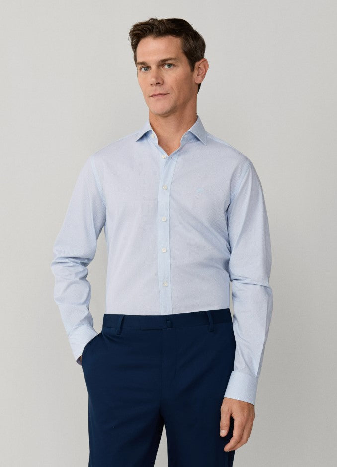 Hemden lange mouw blauw Hackett London