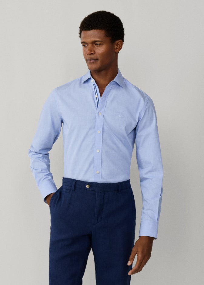 Hemden lange mouw blauw Hackett London