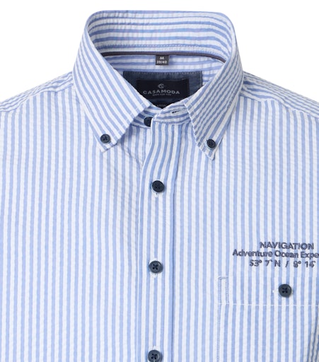 Hemden korte mouw blauw Casa Moda