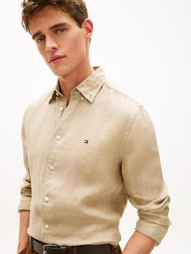 Hemden lange mouw bruin Tommy Hilfiger