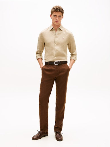 Hemden lange mouw bruin Tommy Hilfiger