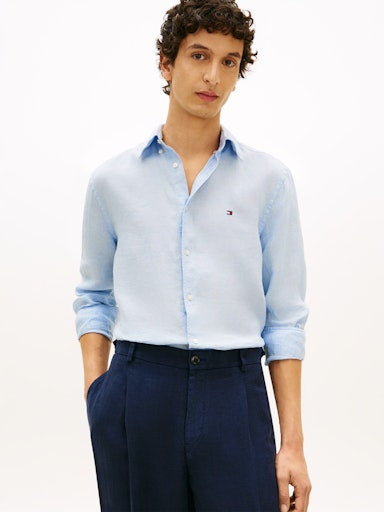 Hemden lange mouw blauw Tommy Hilfiger