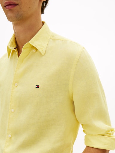 Hemden lange mouw geel Tommy Hilfiger