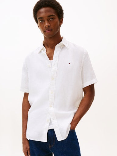 Hemden korte mouw wit Tommy Hilfiger
