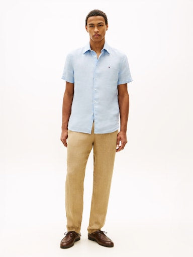 Hemden korte mouw blauw Tommy Hilfiger