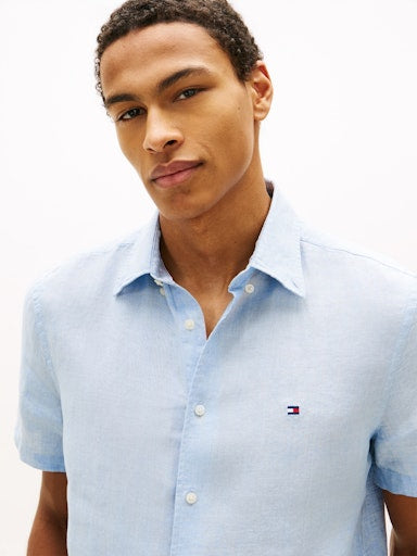 Hemden korte mouw blauw Tommy Hilfiger