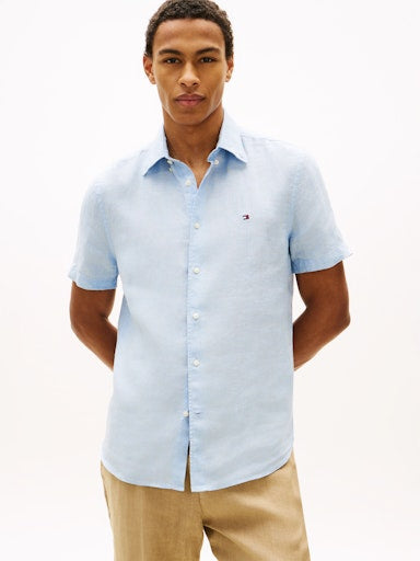 Hemden korte mouw blauw Tommy Hilfiger