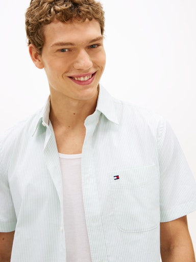 Hemden korte mouw groen Tommy Hilfiger