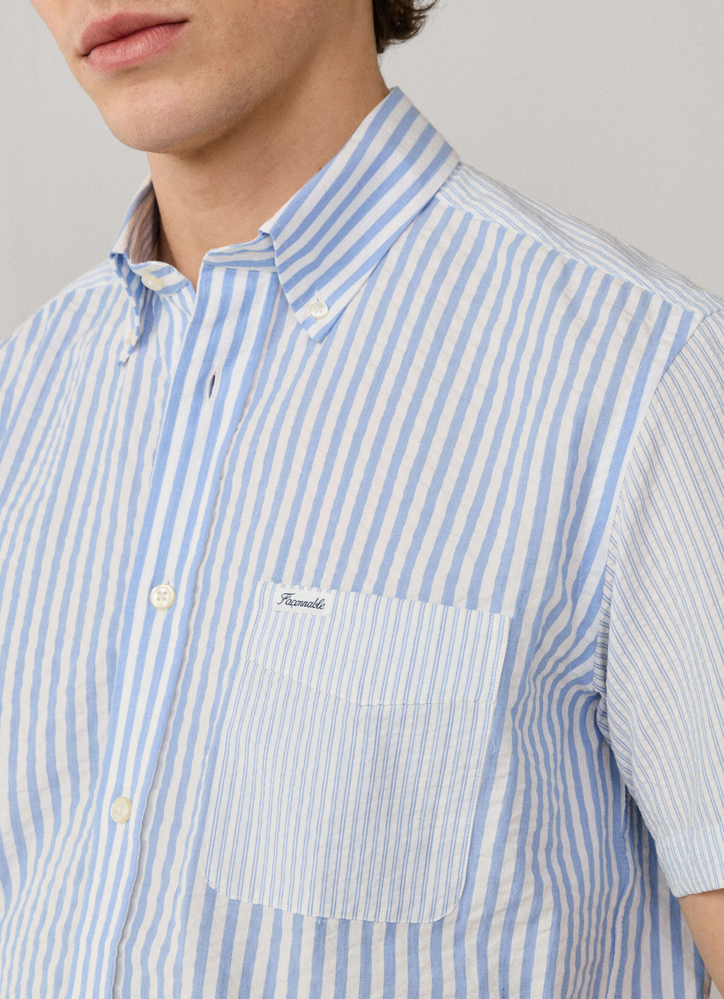 Hemden korte mouw blauw Façonnable