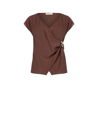 Blouses korte mouw bruin Rinascimento