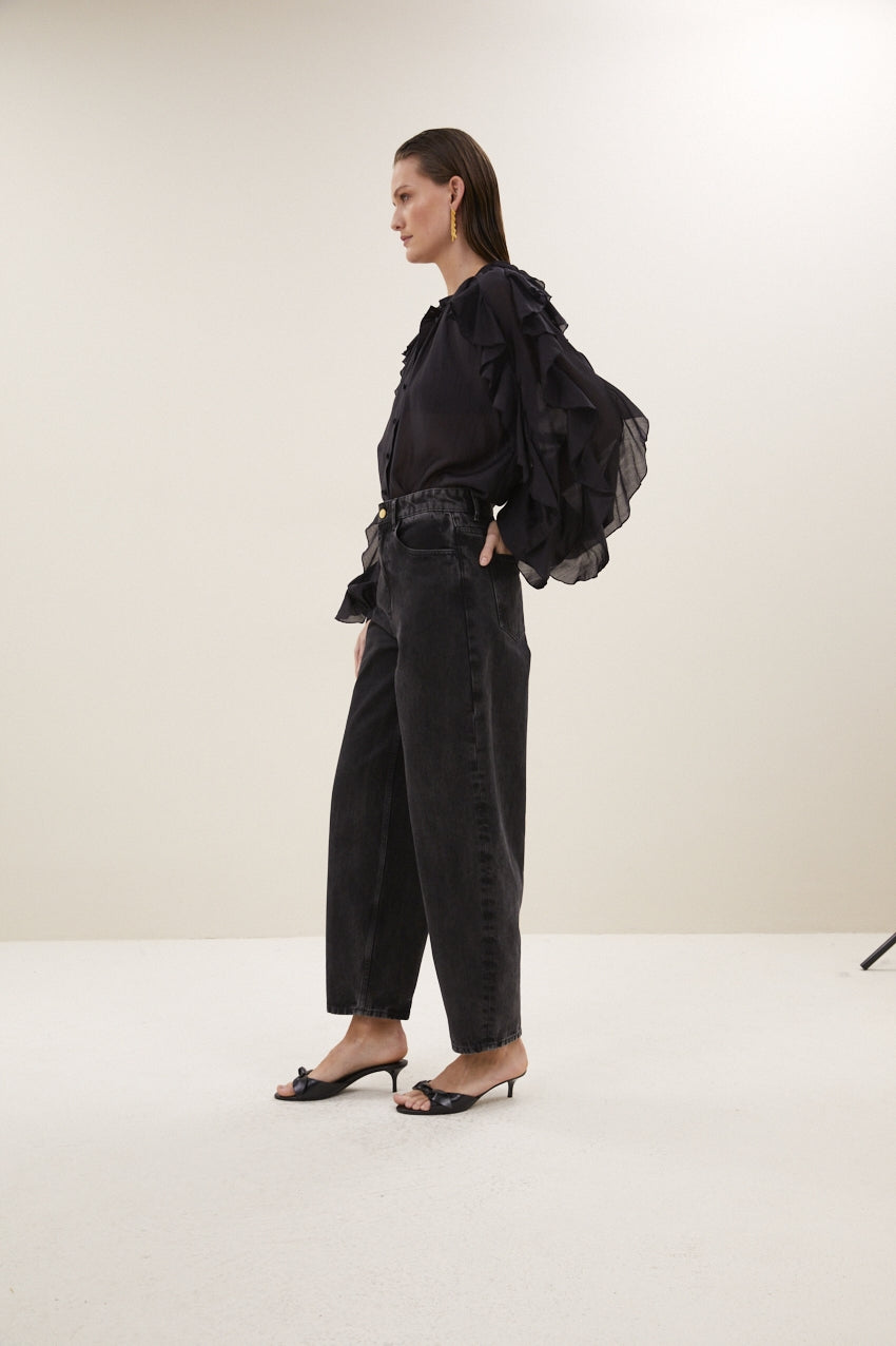 Blouses lange mouw zwart by-bar