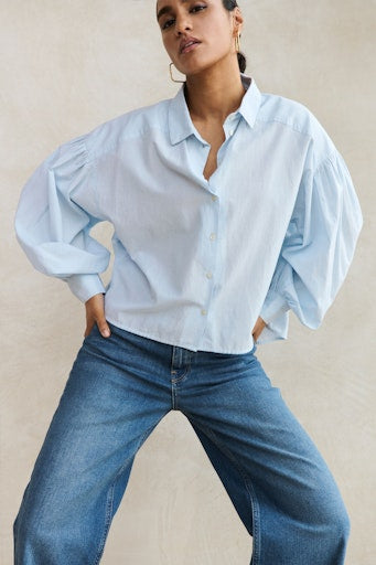 Blouses lange mouw blauw by-bar