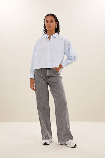 Blouses lange mouw blauw by-bar