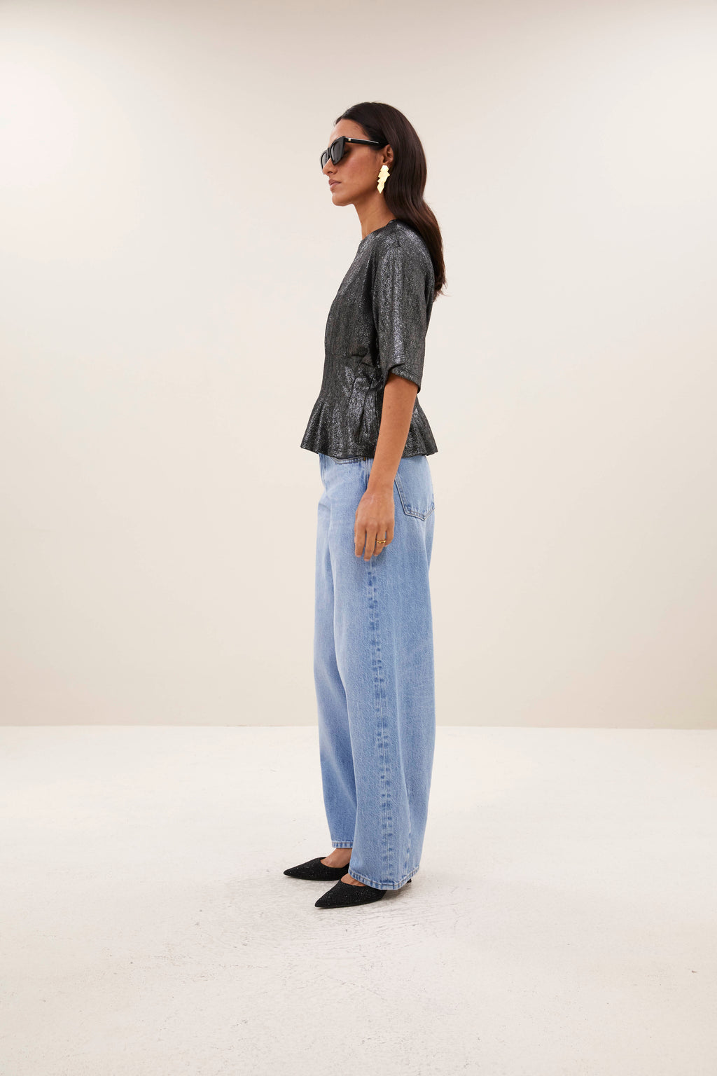 Blouses korte mouw grijs by-bar